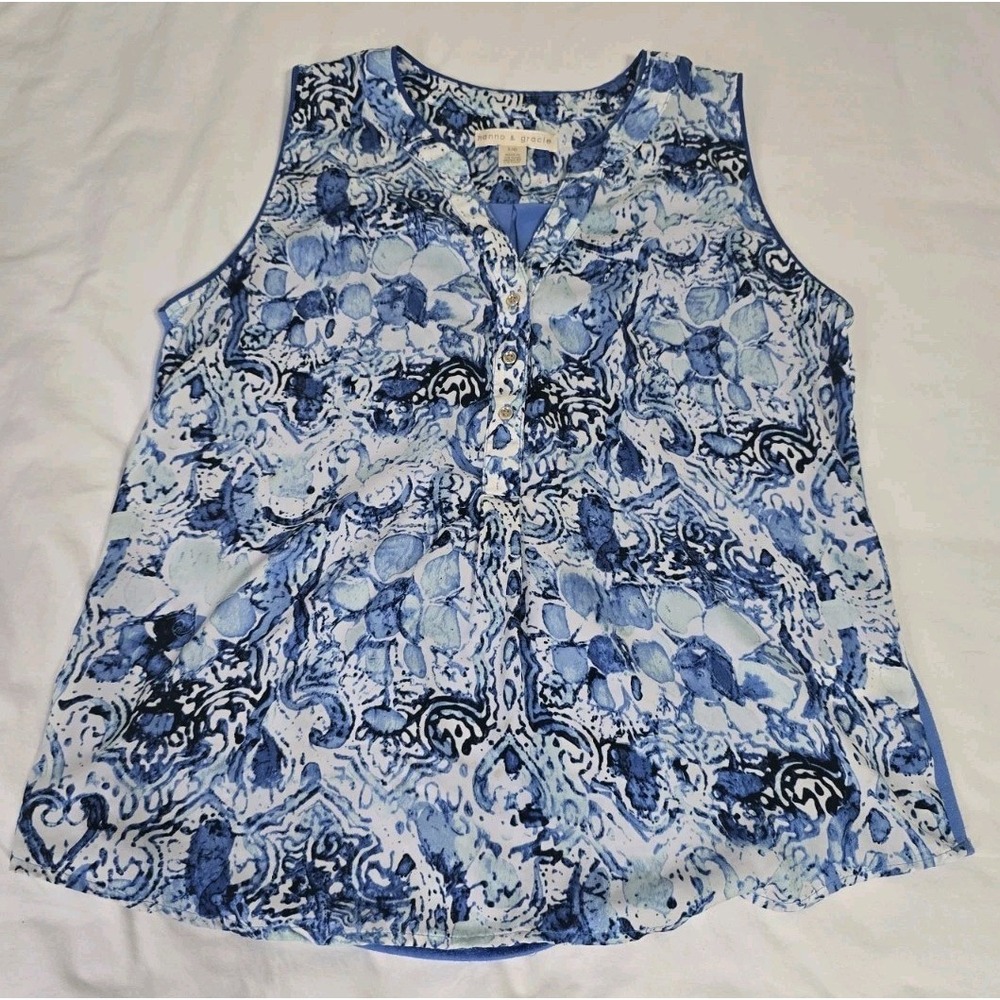 Nanna & Gracie Women's Large Sleeveless Blouse Blue